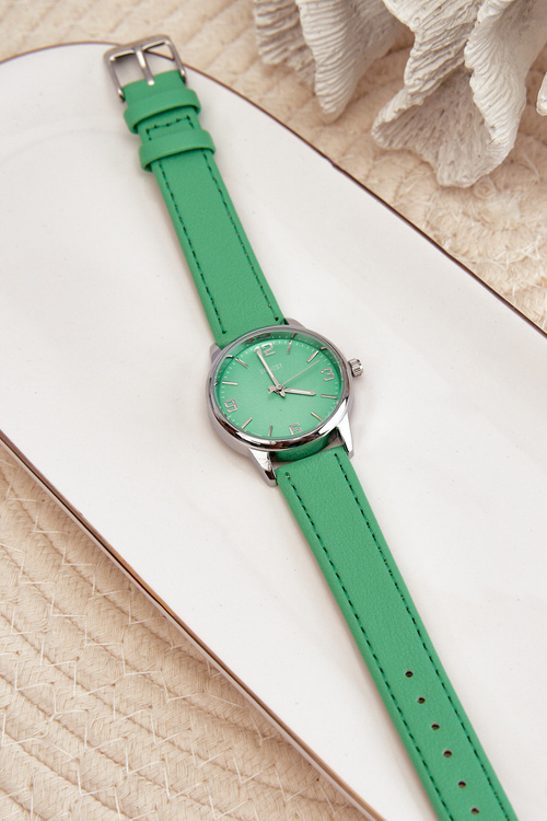 Damski Zegarek Na Eko Skórzanym Pasku Zielony Ernest E62177
