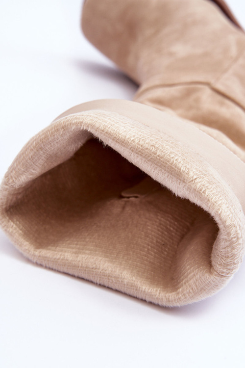 Kozaki Zamszowe Na Masywnym Obcasie Beżowe Virdana