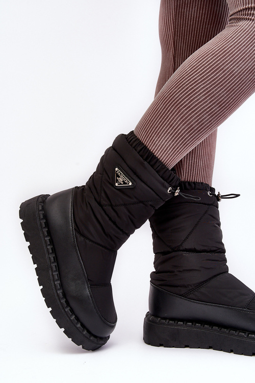 Śniegowce Damskie Na Grubej Podeszwie Czarne Lureta
