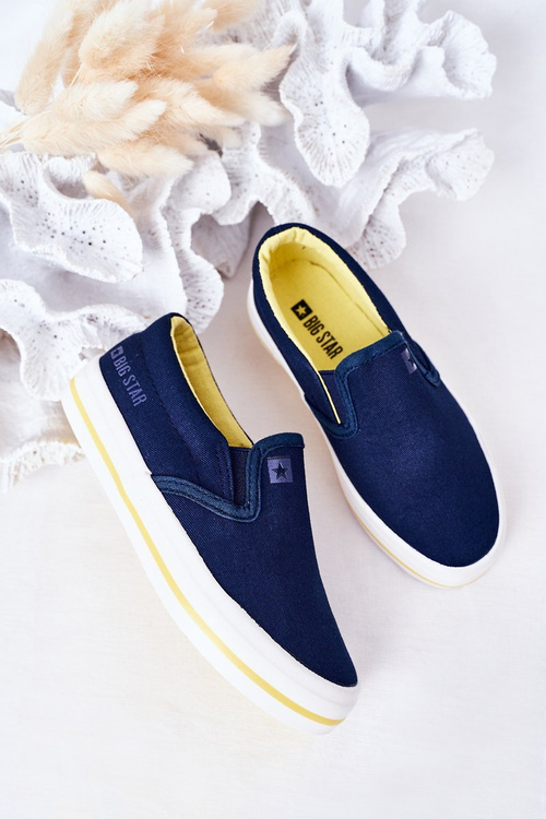 Dziecięce Wsuwane Tenisówki Slip-On Big Star HH374011 Granatowe
