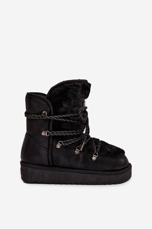 Śniegowce Damskie Na Platformie Z Futerkiem D.Franklin DFSH37005 Czarne