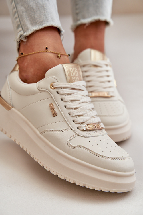 Sneakersy Damskie Na Platformie Big Star OO274757 HI-POLY SYSTEM Białe