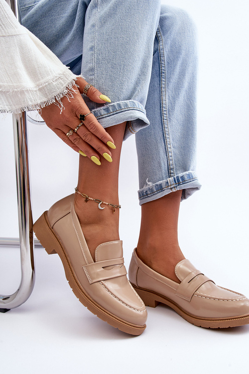 Klasyczne Damskie Mokasyny Beżowe Faradays