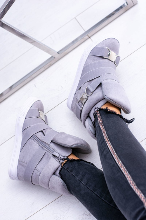 Zamszowe Sneakersy Na Koturnie Lu Boo Szare