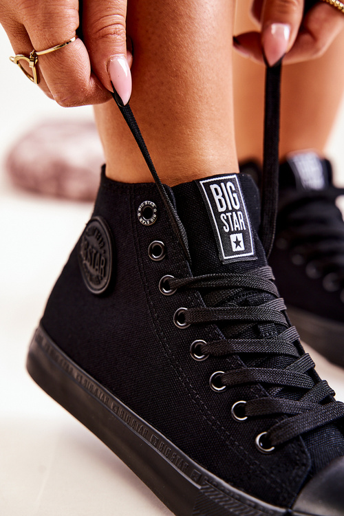 Damskie Wysokie Trampki Big Star FF274A170 Czarne