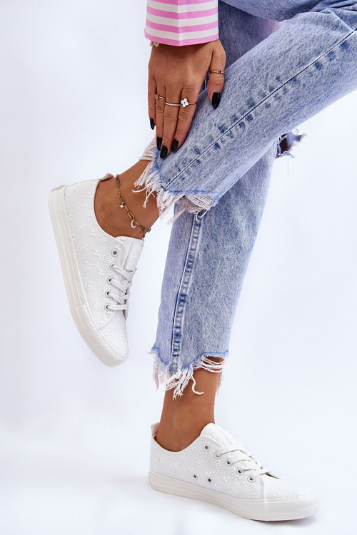 Damskie Trampki Z Haftem Big Star LL274223 Białe