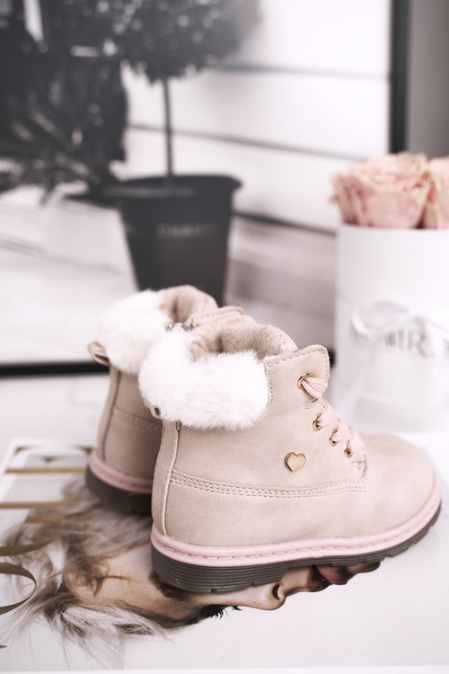 Dziecięce Ocieplane Trapery Botki Beżowe Maestro