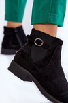Damskie Ocieplane Zamszowe Botki Sztyblety Czarne Janette