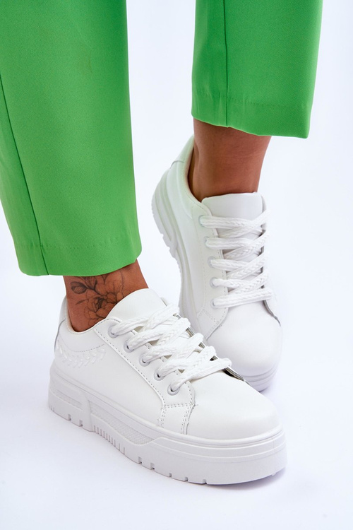 Wygodne Damskie Buty Sportowe Na Platformie Białe Devan