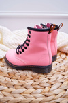 Dziecięce Botki Ocieplane z Suwakiem Fosforyzujące Różowe Gabby