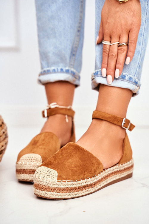 Espadryle Damskie Na Platformie Słomkowe Camel Toca Toca