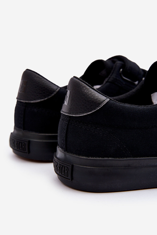 Męskie Klasyczne Materiałowe Tenisówki Na Rzepy Big Star LL174631 Czarne