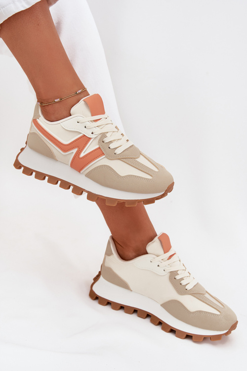 Sneakersy Buty Sportowe Damskie Beżowe Kalelia