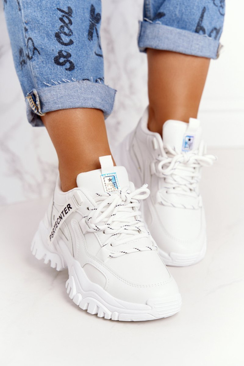 Damskie Sneakersy Na Masywnej Podeszwie Białe Laugh