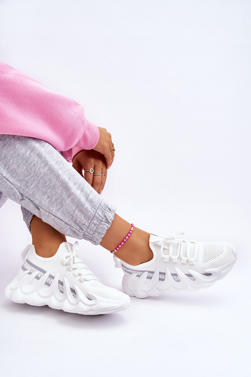 Damskie Modne Skarpetkowe Sneakersy Białe Daxo