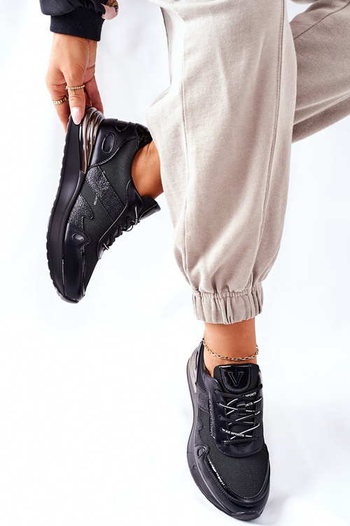 Sportowe Damskie Buty Sneakersy Czarne Manitoba