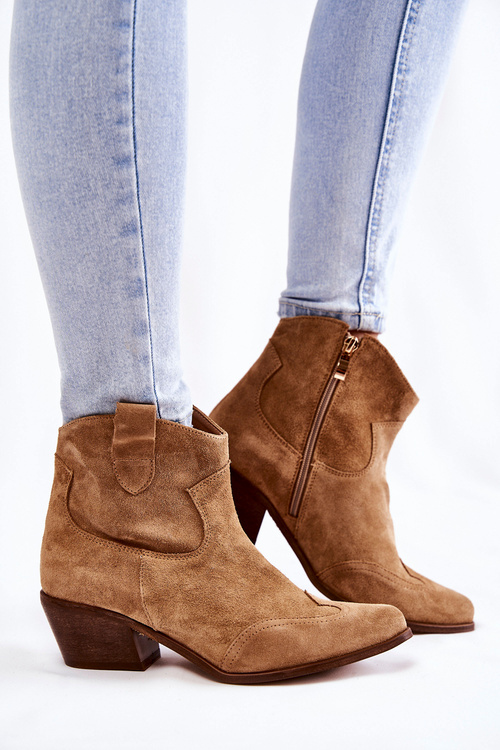 Damskie Botki W Szpic Lewski Shoes 3236 Beżowe