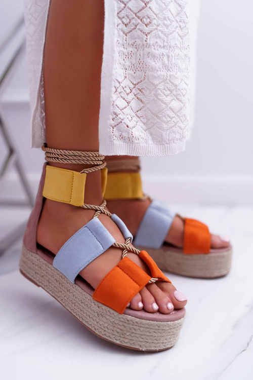 Damskie Wielokolorowe Sandały Na Platformie Espadryle Manado