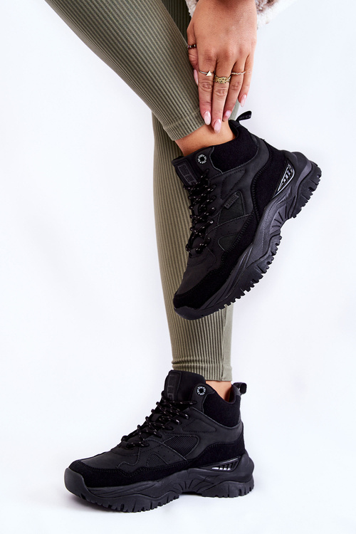 Damskie Wysokie Buty Sportowe Memory Foam System Big Star KK274356 Czarne