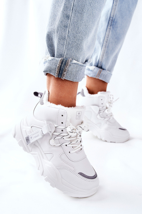 Damskie Ocieplane Sneakersy Śniegowce Białe Kaphia
