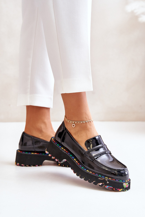 Masywne Mokasyny Damskie Lakierowane Artiker 55C0489 Czarne