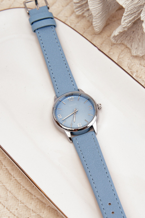 Damski Zegarek Na Eko Skórzanym Pasku Niebieski Ernest E62177