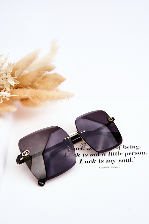 Duże Damskie Okulary Przeciwsłoneczne 400UV E4721 Czarne