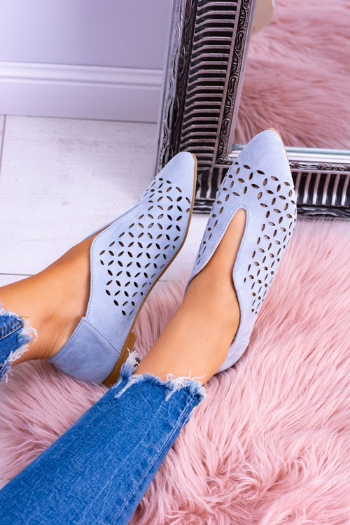 Lu Boo Niebieskie Zamszowe Damskie Wsuwane Półbuty Synthia