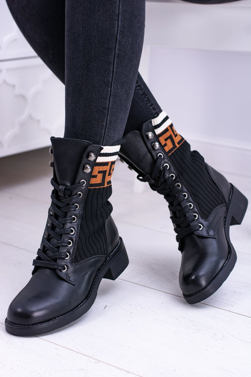 Damskie Botki Skarpetkowe Czarne Herse