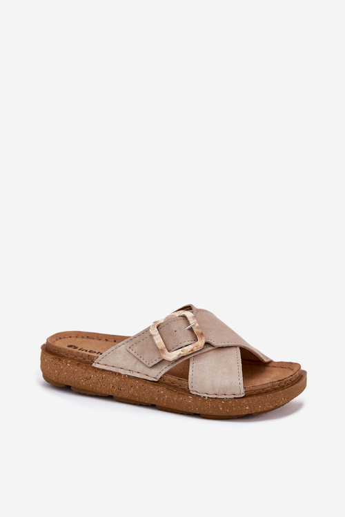 Klapki Damskie Z Klamrą Inblu ED000025 Beżowe