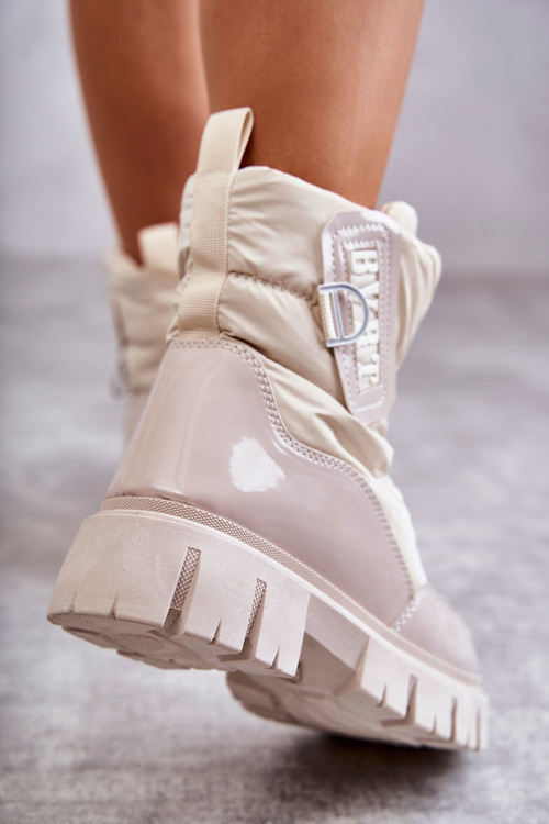 Damskie Ocieplane Śniegowce Na Suwak Beżowe Marit