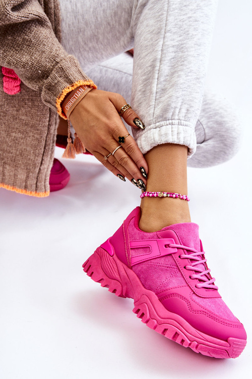 Modne Buty Sportowe Sneakersy Fuksja Frezio