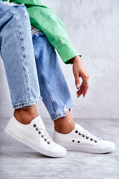 Damskie Skórzane Trampki Big Star KK274105 Białe