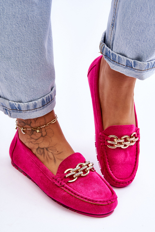 Wsuwane Damskie Zamszowe Mokasyny Fuksja Sorento