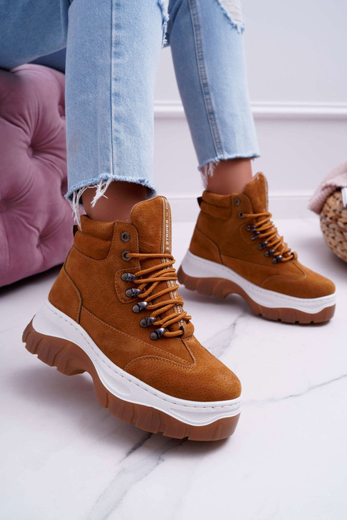 Obuwie Trekkingowe Trapery Damskie Camel Greem