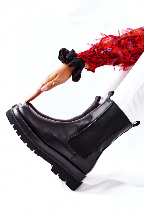 Damskie Wysokie Botki Sztyblety Czarne Belive