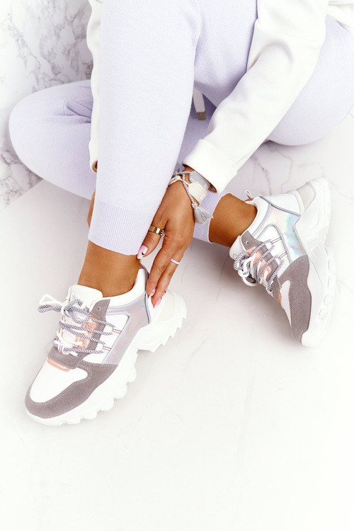 Damskie Sneakersy Na Masywnej Podeszwie Białe Power