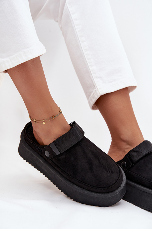 Śniegowce Damskie Na Platformie Z Rzepem Czarne Jorielle