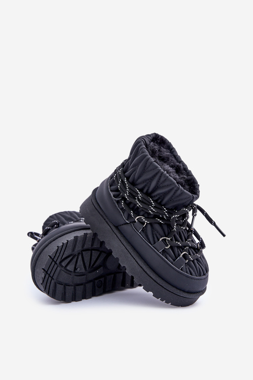 Śniegowce Dziecięce Ocieplane Grubym Futerkiem Czarne Nastira