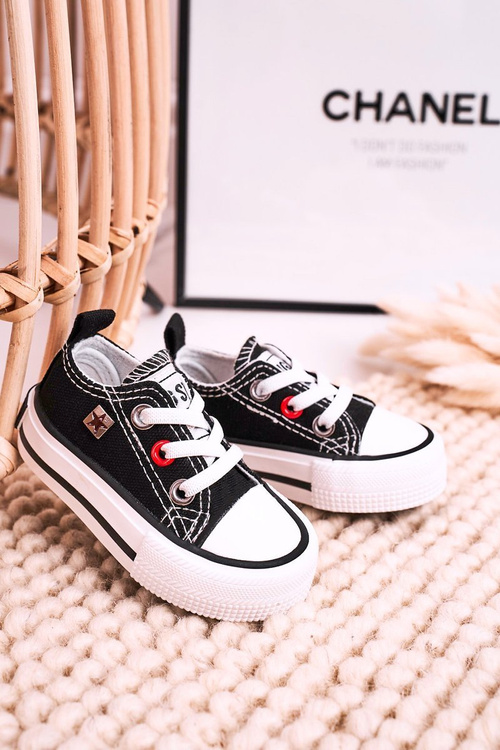 Dziecięce Klasyczne Niskie Trampki BIG STAR HH374194 Czarne