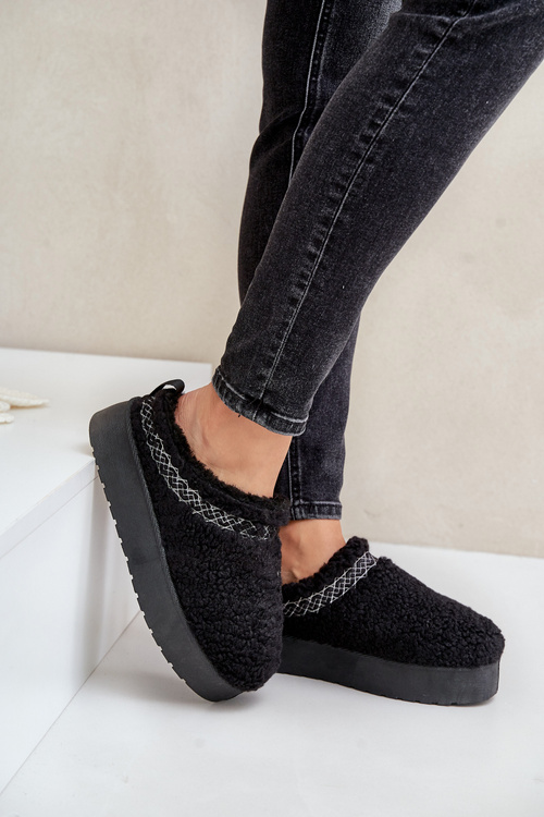 Śniegowce Na Platformie Z Futerkiem Typu Baranek Czarne Mesirra