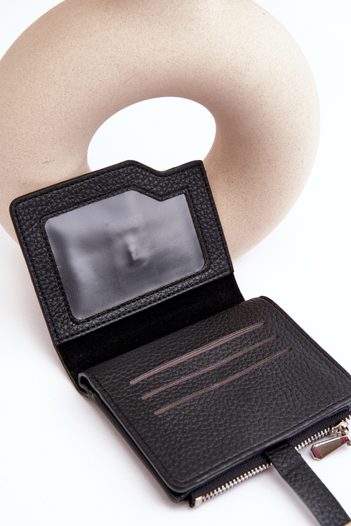 Damski Portfel Portmonetka Z Ekoskóry Czarny Lazara