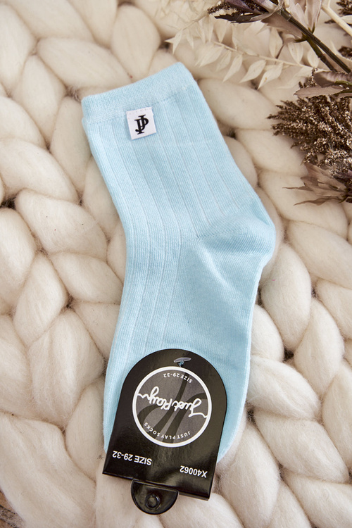 Młodzieżowe Klasyczne Skarpety Prążek Jasnoniebieskie