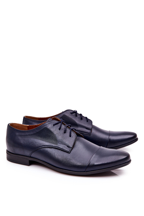 Męskie Skórzane Mokasyny Z Czarną Podeszwą BEDNAREK Granatowe