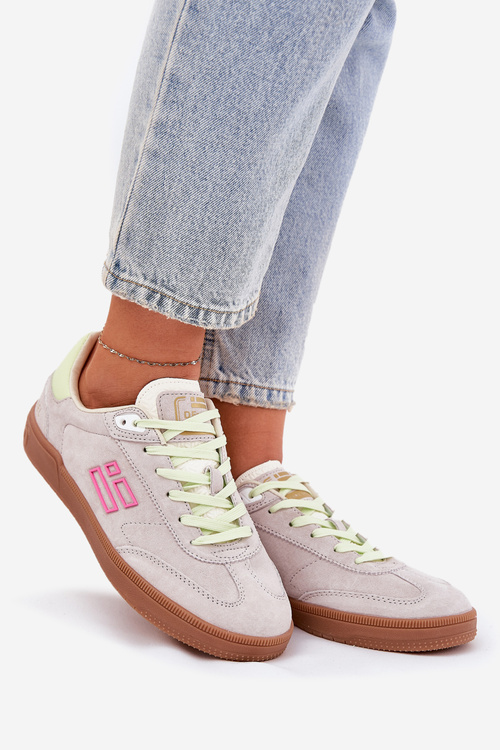 Zamszowe Buty Sportowe Sneakersy Damskie D.Franklin DFSH387005 Zgaszona Biel