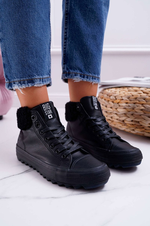 Trampki Damskie Big Star Wysokie Ocieplane Czarne EE274145