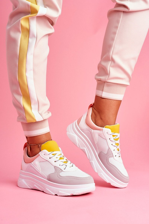 Sportowe Damskie Buty Różowo Białe Fresno