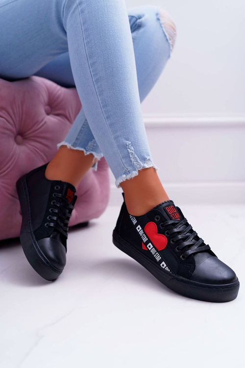 Trampki Damskie Big Star Czarne z Sercem EE274256