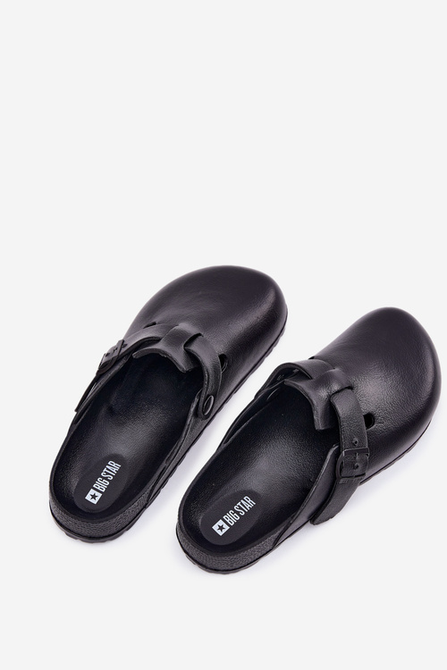 Piankowe Klapki Chodaki Męskie Z Klamrą Big Star RR174A022 Czarne