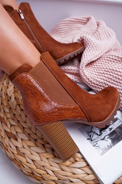 Botki Damskie Na Obcasie Camel Mondego